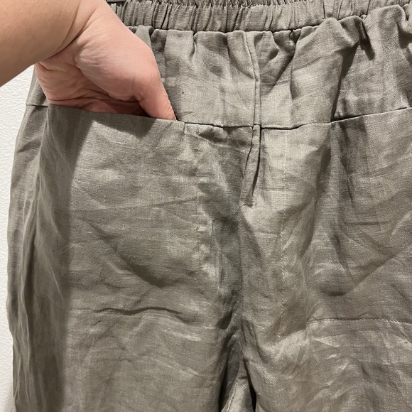 Grade And Gather 100% Linen Pants Sz L Grey/beige Big Pockets Lightweight Classy - Picture 4 of 13
